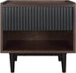 Manhattan Comfort Duane Modern Ribbed Nightstand, Bedside Table with Full Extension Drawer and Open Shelf, Industrial Chic Living Room and Bedroom Furniture, Black