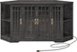 IRONCK Corner TV Stand for TVs up to 60 Inch with Power Outlet, Corner Entertainment Center with Storage Cabinet and Glass Doors, Mid Century Modern TV Stand for Living Room, Bedroom, Charcoal Grey