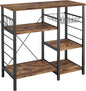 IRONCK Industrial Kitchen Baker’s Rack, Kitchen Island Utility Storage Shelf, Coffee Bar Microwave Stand with 6 Hooks, Metal Frame, Simple Assembly, Vintage Brown