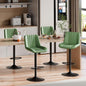 Shintenchi Swivel Bar Stools Set of 4, Adjustable Faux Leather Upholstered Swivel Counter Stools, Armless Bar Height Island Chairs with Back and Footrest, Green