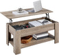 Yaheetech Lift Top Coffee Table with Hidden Compartment and Storage Shelf, Rising Tabletop Dining Table for Living Room Reception Room, 38.6in L, Grey