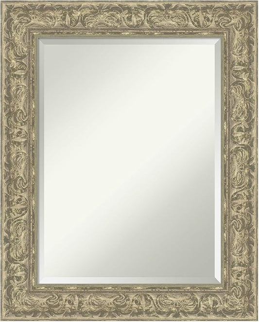 Amanti Art Silver Bathroom Mirror for Over Sink, 31x25 Luxe Antique Silver Rectangle Vanity Mirror, Medium Traditional Frame, Hangs Horizonally and Vertically, Bathroom Wall Decor, Beveled Edge