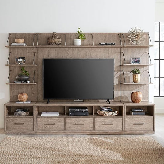 Liberty Furniture City Scape Entertainment Center with Piers - Burnished Beige