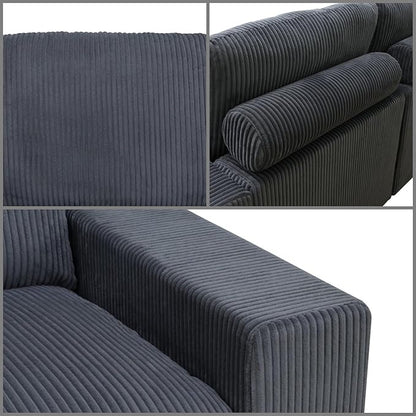 L Shaped Sectional Couches for Living Room, Stylish Sectional Loveseat Sofa with Ottoman & Deep Seats, Living Room Furniture Home Sofa for Adults, Steel Gray