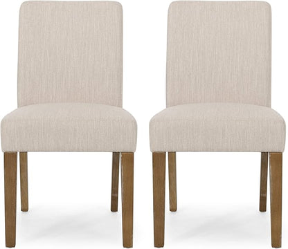 Christopher Knight Home Kuna Contemporary Upholstered Dining Chair (Set of 2), Beige + Weathered Brown