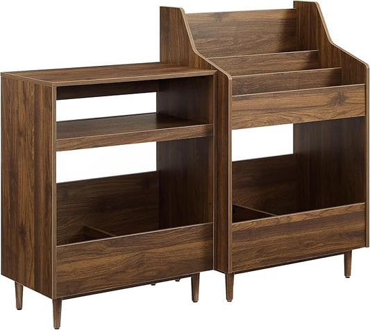 Crosley Furniture Liam 2-Piece Turntable Record Player Stand and Vinyl Storage, Mid Century Modern, Walnut