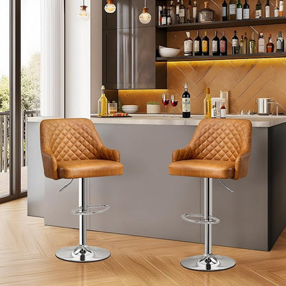VECELO Bar Stools Set of 4, Adjustable Bar Stools with Back, Bar Height Stools for Kitchen Counter