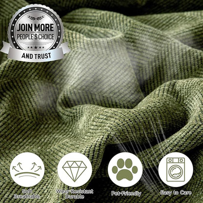 STACYPIK Christmas Matcha Green Sofa Cover Chenille Couch Covers Herringbone Sofa Covers for 2 Cushion Couch Thick Couch Covers Blanket Scratch Resistant Furniture Cover for Kids Dogs Decor-91X118IN