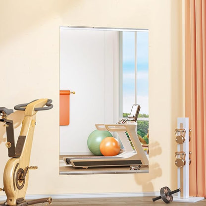 Hasipu Home Gym Mirror 55" L x 17" W - 2PCS Large Full Body Mirror for Yoga, Wall-Mounted Mirrors for Fitness, Garage, Dance Studio, 0.16in Tempered Glass Frameless
