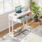 Tribesigns Portable Desk with Drawers, Mobile Laptop Desk with Wheels, Sofa Side Table Bed Desks, Small Standing Desk for Home Office (White)