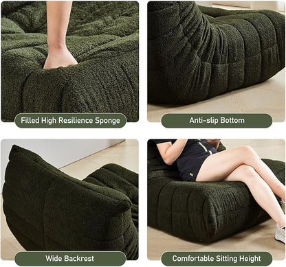Fireside Bean Bag Sofa - Large Bean Bag Chair for Adults & Teens, High Density Comfortable Foam, Memory Foam for Living Room, Bedroom (Green)