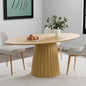 Casaphoria 67" Oval Dining Table, Modern Wood Kitchen Table with Cone Shaped Strip Convex Base for Living Room & Dining Room, Easy Assembly Farmhouse Furniture for 4-6, Oak