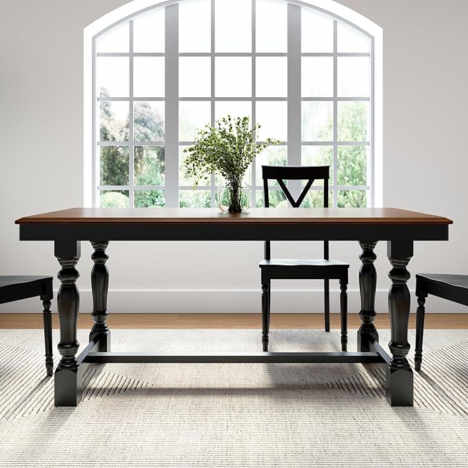 Bush Furniture Rectangular Dining Table, 67 inch Squire Trestle, Farmhouse Decor, Sterling Collection, Dark Brown