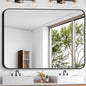 Bathroom Mirror, 48 x 40 inch Black Rectangle Wall Mirror, Metal Frame Rectangular Vanity Mirror, Rounded Corner Wall Mounted Mirror for Modern Bedroom Living Room Hangs Horizontal/Vertical