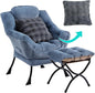 Lazy Chair with Ottoman, Comfy Reading Chair with Footstool & Throw Pillow Modern Lounge Accent Chair with Armrests & Side Pocket for Living Room, Bedroom, Dorm Room, Office