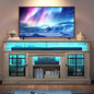 YITAHOME Modern TV Stand for 75 Inch TV, LED Entertainment Center with Adjustable Shelves and Glass Doors, 32'' Tall Television Stands TV Media Console Table for Living Room, Pine Grey