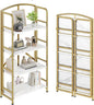 No-Assembly Folding Gold Bookshelf Storage Shelves Multifunctional Plant Flower Stand Storage Rack Shelves Bookcase for Home Office