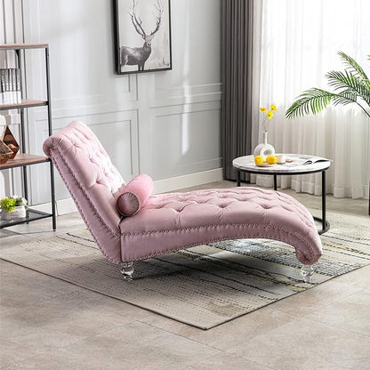 HomSof Modern Armless Velvet Chaise Lounge Indoor Chair with Solid Acrylic Legs