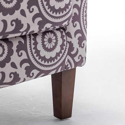 Container Furniture Direct Contemporary Accent Arm Chair with Birch Wood Frame and Velvet Upholstery, Armchair for Office and Living Room Decor, Removable Cushions, 02 Printed Fabric