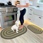 Homespice Pinecone Rustic Braided Rugs 20x30 - Oval Green Kitchen Rug of Jute for Country Decor