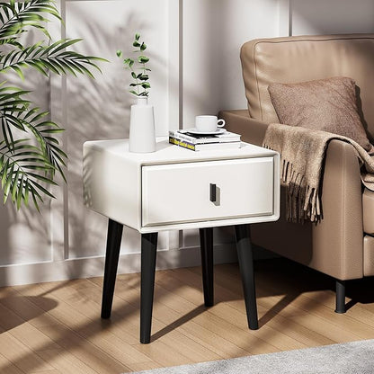 VICITON Nightstand,Fully Assembled Bedside Cabinet Mid Century Night Stand Modern Side Table for Living Room, Bedroom(Cream White)