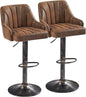 VECELO Bar Stools Set of 2, Adjustable Bar Stools Counter Height Barstools with Back and Arm, Swivel Bar Chair Stools for Kitchen Counter Island Cafe Dining Room, Industrial Style, Dark Brown