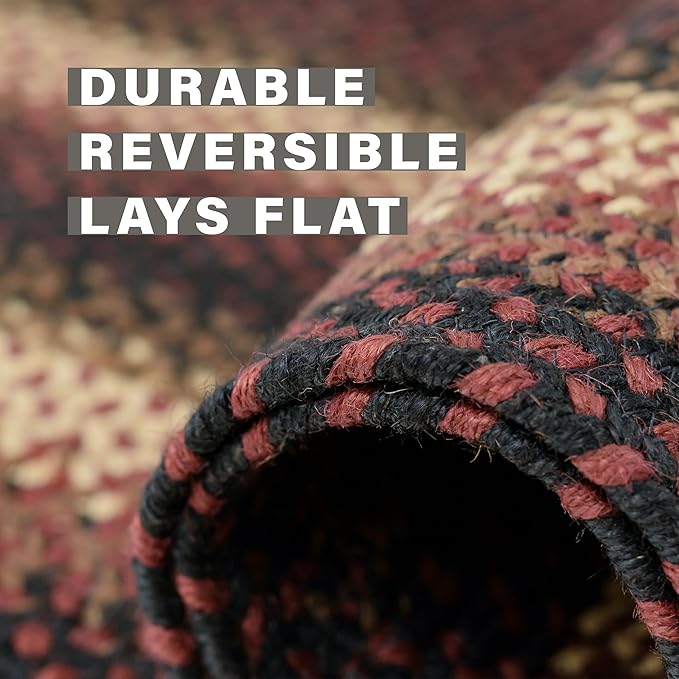 Homespice Prescott Braided Rugs for Bedroom 4x6' - Primitive Country Rugs for Bedroom and Dining Area