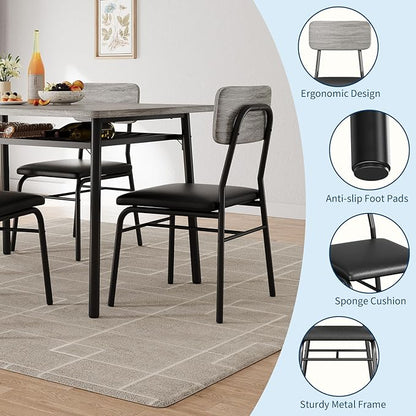 IDEALHOUSE 3-Piece Dining Table Set for 2 with Storage Rack, Wood Kitchen Table with Upholstered Chairs Set of 2, Small Square Table Set with Metal Legs Support, for Dining Room,Living Room