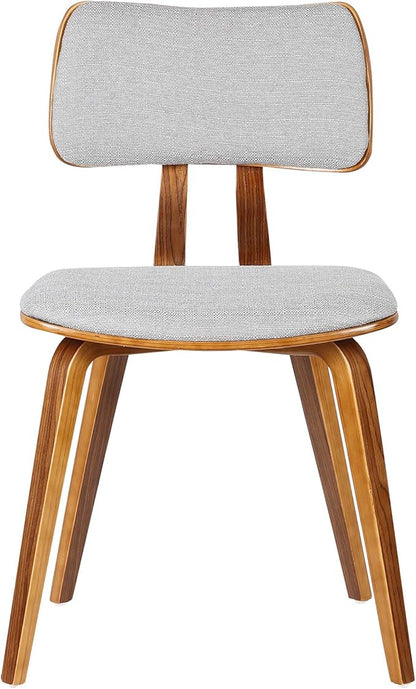 Armen Living Jaguar Mid-Century Dining Chair in Walnut Wood and Gray Fabric - Set of 4
