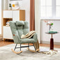 Nursery Rocking Chair,300Lb Glider Chair with Wood Legs/Two Side Pockets,Teddy Upholstered Glider Rocker with Padded Seat High Backrest for Living Room/Bedroom/Nursery