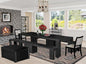 X02X2-2C6-30 4-pc Dining Room Table Set a Rectangular Kitchen Table and a wooden Bench and 2 Wire Brushed Black Polyester Stackable Chair, 39x120 Inch, Wire Brushed Black