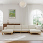Acanva Minimalist Modular Sectional Sofa for Living Room, Wide & Deep Seat Convertible Furniture Set with Metal Frame and Movable Covers, U-Shaped Couch, Off White