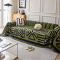 HANDONTIME Boho Geometric Couch Covers for Sofa Pet Friendly Avocado and Black Sofa Covers Washable Chenille Couch Blanket Cover for 2 3 Cushion Couches Pet Protector Furniture Cover Soft, 71" X 118"