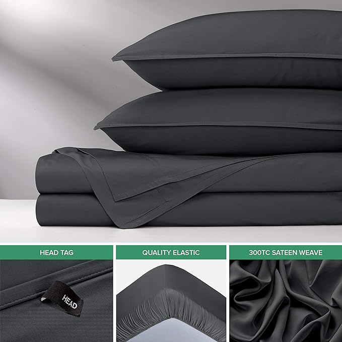 Twin XL Sheets by Pure Bamboo, Genuine 100% Organic Viscose Derived from Bamboo Bed Sheet Set, Luxuriously Soft & Cooling, Double Stitching, Lifetime Quality Promise (Twin XL, Charcoal)