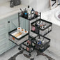 Rotating Kitchen Storage Rack，Bathroom Shelf，Kitchen Organization and Storage，Bathroom Storage Organizer，Fruit Basket，Rolling Carts with Wheels(Black, 4 Tier-Square)