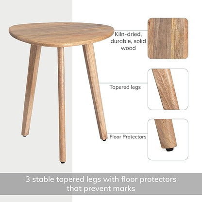 MH London Side Table - Wandsworth Wooden End Table - Exclusively Designed Hand Crafted Small Tables - Contemporary Triangle End Table for Living Room, Bedroom Bedside Tables and Office, Natural