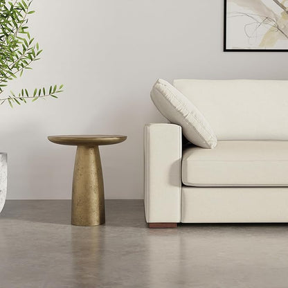 SIMPLIHOME Dominique Metal Table in Antique Brass, 18-inch Round, 19.75-inch Tall, Cast Aluminum Side Table for Living Room, Bedroom, Fully Assembled