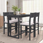 Merax Farmhouse Counter Height 5-Piece Dining Set with 1 Rectangular Table and 4 Upholstered Chairs for Small Places, Family Kitchen Furniture, Gray