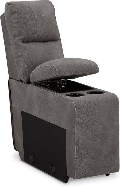 Signature Design by Ashley Next-Gen DuraPella Contemporary Faux Leather Modular Wall Hugger 3-Piece Power Reclining Sectional Loveseat with Console, Adjustable Headrest and USB Ports, Gray