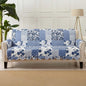 Great Bay Home Patchwork Scalloped Printed Furniture Protector Stain Resistant Sofa Cover (Sofa, Navy)