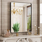 Black Bathroom Mirror 24X36 Inch, Black Metal Framed Mirror for Wall, Rounded Rectangle Matte Bathroom Vanity Mirror with Tempered Glass, Anti-Rust, Horizontal/Vertical