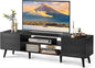 WLIVE TV Stand for 65 70 inch TV, Entertainment Center with Storage Cabinets, Rustic TV Console for Living Room Decor, Black