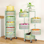 SAYZH Fruit Vegetable Basket for Kitchen, Rotating Storage Rack, 5 Tier Rolling Cart with top lid, Large Metal Wire Basket for for Potato Onion Snack, Black (Green)