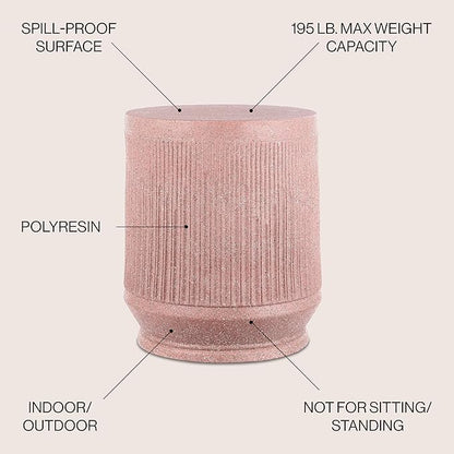 JONATHAN Y TBL1103B Kline 17.5" Mid-Century Modern Brutalist Indoor/Outdoor Accent Table Art Deco, Minimalist, Contemporary, Patio, Garden, Bathroom, Living Room, Pink Terrazzo Finish