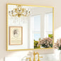 TETOTE Brushed Gold Frame Mirror for Bathroom Wall 42" x 36" Brushed Brass Beveled Rectangle Bathroom Vanity Mirror for Over Sink, Bedroom, Entryway, Living Room, Tempered Glass, Stronger Frame