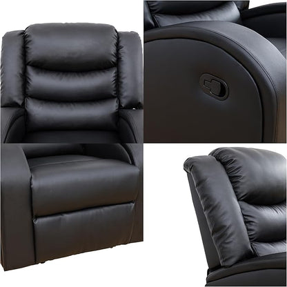 Loveseat Recliner Sofa, Reclining Loveseat Leather Couch Upholstered, Modern Comfy Home Theater Seating Power Recliner Chair for Living Room Furniture Sets, Black