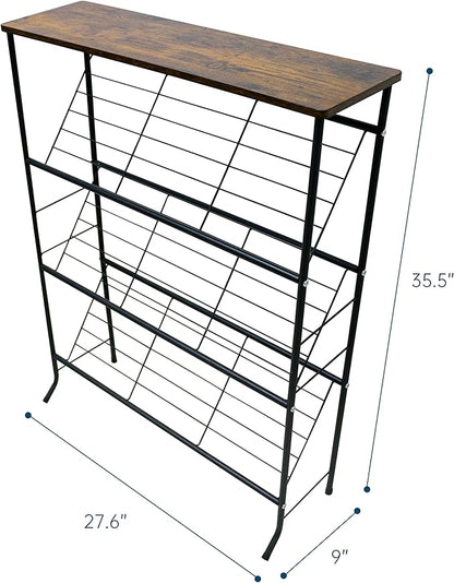 Narrow Shoe Rack for Front Door Entrance,4-Tier Shoes Rack Storage Organizer with 3 Slanted Shelves and Top Shelf for Entryway,Skinny Space Saving Shoe Rack, Black