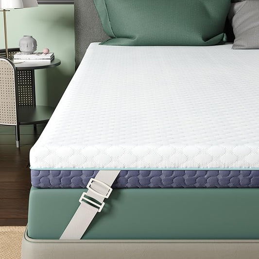 2 Inch Dorm Mattress Topper Twin XL Size, Memory Foam Mattress Topper for Back Pain Relief, Dorm Room Bed Topper with 2-Sided Breathable Cover, Ergonomic 5-Zone Design, Dorm Room Essentials