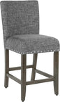 Homepop Home Decor | Nailhead Trim Counter Height Bar Stools | 24 Inch Bar Stools | Decorative Home Furniture (Slate Gray)