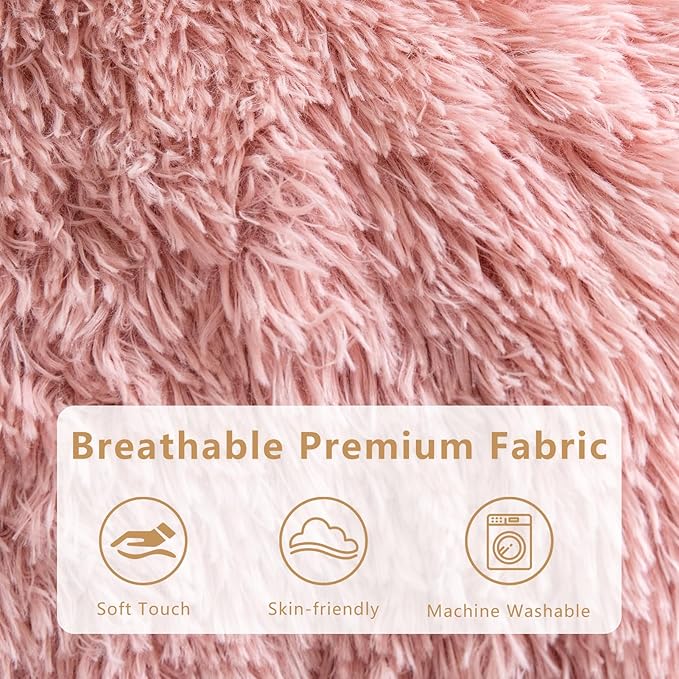 BYBYME Giant Bean Bag Chair, Faux Fur Bean Bag Couch with Filler Large Living Room Bean Bag Chairs for Adults, Big Lazy Sofa Accent Chair with Pocket Floor Chair